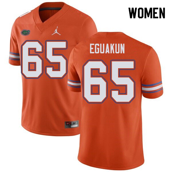 Jordan Brand Women #65 Kingsley Eguakun Florida Gators College Football Jersey Orange
